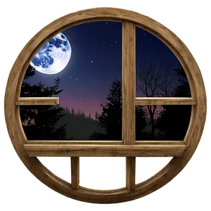 Moonlit Night Window PNG Nhd