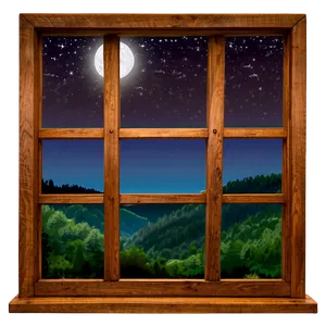 Moonlit Night Window PNG Wpk