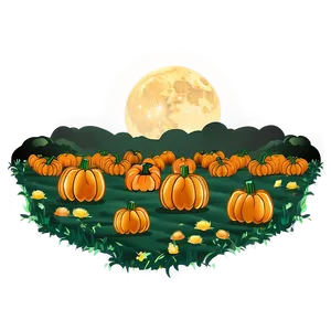 Moonlit Pumpkin Patch Field PNG 42