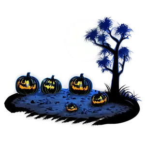 Moonlit Pumpkin Patch Field PNG 66