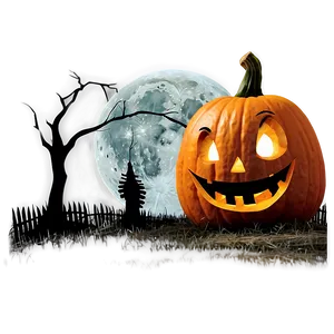 Moonlit Scary Pumpkin Scene PNG 8 PNG