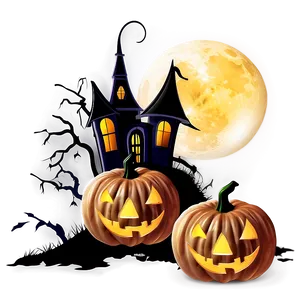 Moonlit Scary Pumpkin Scene PNG 86 PNG