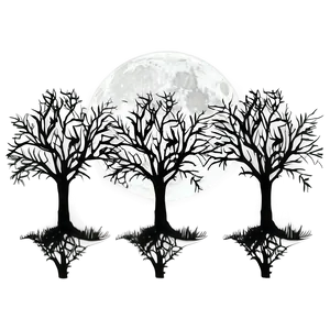 Moonlit Silhouette Trees PNG 05042024