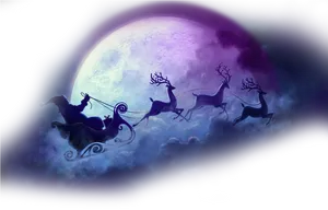 Moonlit Sleigh Ride Silhouette PNG image