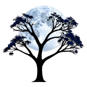 Moonlit Tree Silhouette Png Qix PNG image