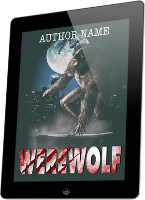 Moonlit Werewolf Cityscape Book Cover PNG image