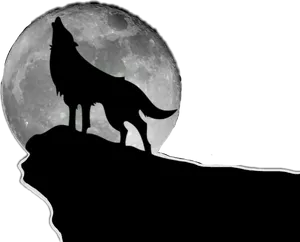 Moonlit Wolf Silhouette PNG image