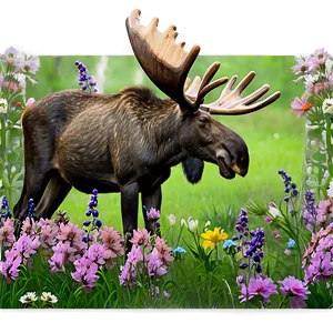 Moose Amidst Spring Flowers PNG 83 PNG