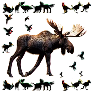 Moose And Forest Birds Png 05242024 PNG image