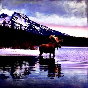 Moose By The Lake PNG Bxn PNG