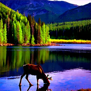 Moose By The Lake PNG Dlf57 PNG