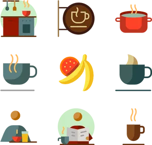 Morning Breakfast Icons Set