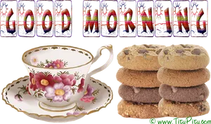 Morning Teaand Cookies PNG image