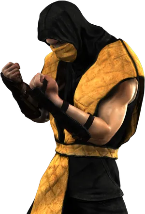 Mortal Kombat Yellow Ninja Character PNG image