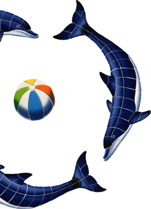 Mosaic Dolphinsand Beach Ball PNG image