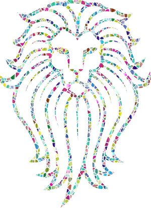 Mosaic Lion Tattoo Design PNG image