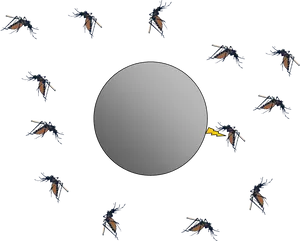 Mosquitoes Around Sphere Illustration PNG image