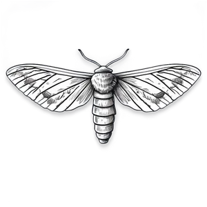 Moth Illustration Black And White PNG 05242024