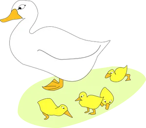 Mother Duckand Ducklings Cartoon PNG image
