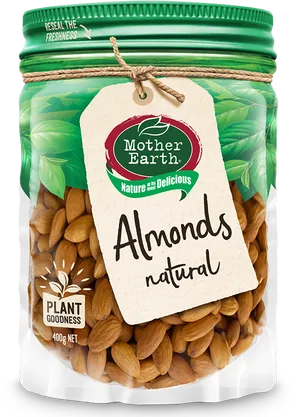 Mother Earth Natural Almonds Packaging PNG image