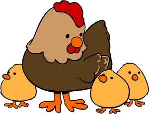 Mother Hen With Chicks Illustration PNG image