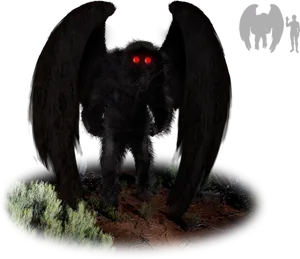 Mothman Cryptid Illustration PNG image