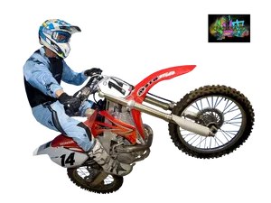 Motocross Rider Mid Air Trick Honda Bike14 PNG image