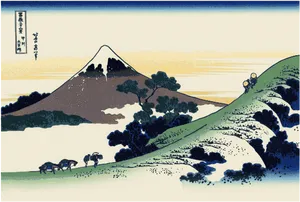 Mount Fuji Classic Japanese Art PNG image