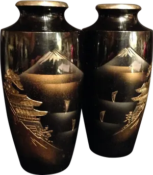 Mount Fuji Decorative Vases PNG image