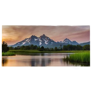 Mountain And Lake Sunset PNG Ovi49