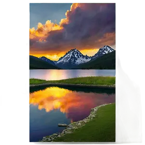 Mountain And Lake Sunset PNG Sot PNG