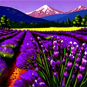 Mountain And Lavender Field PNG 05032024 PNG