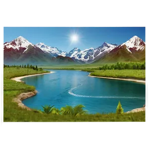 Mountain And River Scene PNG Vgx PNG