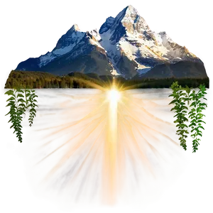 Mountain And Sunrays PNG Vca64