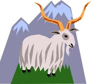 Mountain Goatwith Orange Horns PNG image