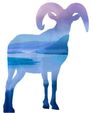 Mountain Lake Goat Silhouette PNG