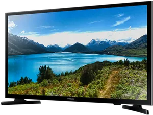 Mountain Lake Viewon T V Screen PNG