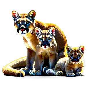 Mountain Lion Family PNG 29