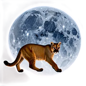 Mountain Lion In Moonlight PNG 06262024