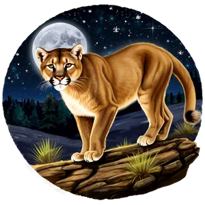 Mountain Lion In Moonlight Png 28 PNG image