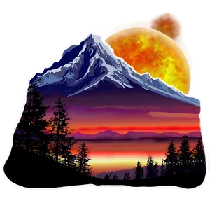 Mountain Sunset Scene Png 41 PNG image