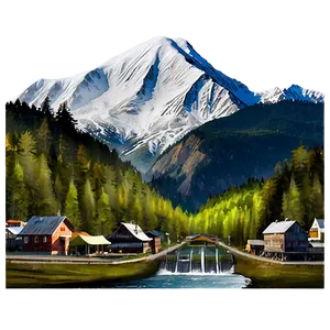 Mountain Town Landscape Png 90 PNG image