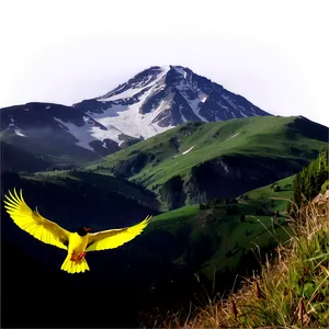 Mountain With Birds PNG 05032024