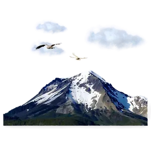 Mountain With Birds PNG Rej45 PNG