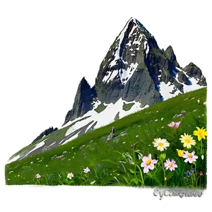 Mountain With Flowers Png 05032024 PNG image