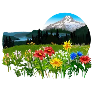 Mountain With Flowers PNG 41