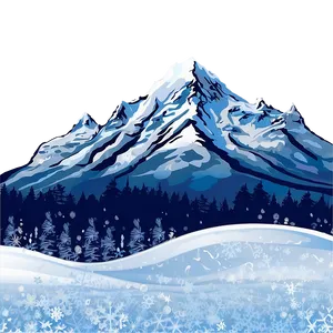 Mountain With Snowflakes Png 05032024 PNG image