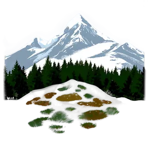 Mountain With Snowflakes PNG Hug PNG