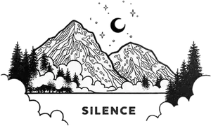 Mountainous Silence Moonand Stars PNG image