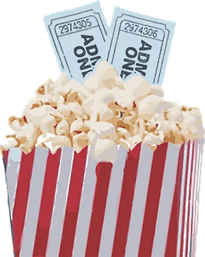 Movie Night Popcornand Tickets PNG image